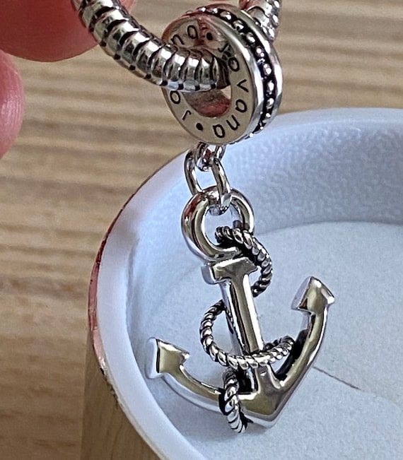 Engravable Sterling Silver Anchor Charm for Bracelet