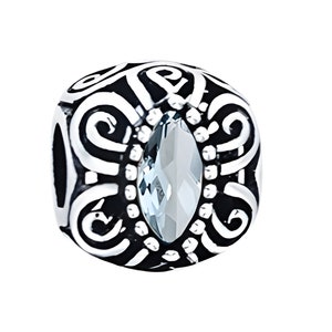 Charm for pandora Sterling Silver Regal Design March Birthstone