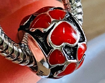 Charm for pandora 925 Sterling Silver Love Heart Charm Red Enamel