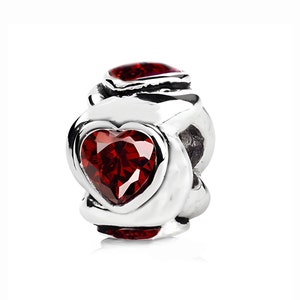 Charm for Pandora Sterling Silver Endless Love with Red Garnet Heart ,Amethyst , Peridot, Citrine, white blue opal, blue purple crystals