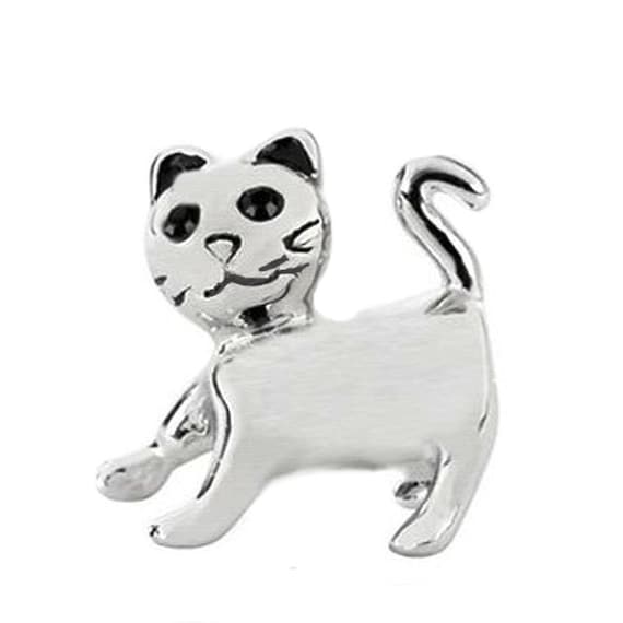 Charm for Pandora Sterling Silver CAT Charm With Black Austrian