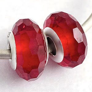 2 charms for pandora Red Faceted Murano 925 sterling silver cores