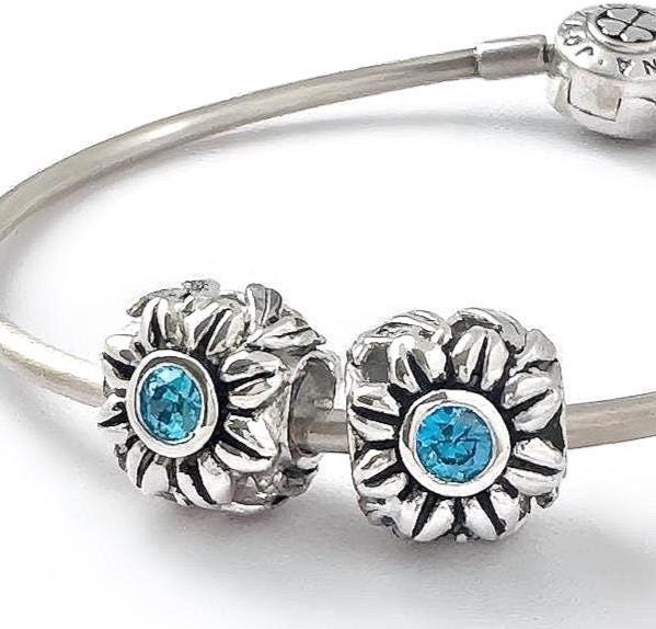 パンドラ用チャーム2個、925スターリングシルバー、デイジーチャーム