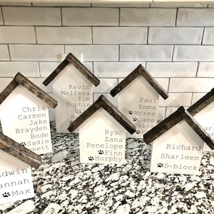 Little Wooden Name House|Family Name House|Personalized Wood House|Wood House With Names|New Home Gift|Gift From Realtor|Rustic Shelf Decor