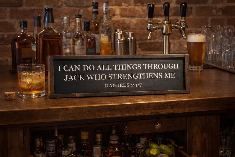 Funny Alcohol Sign|Jack Daniels Sign|Whiskey Sign|Funny Bar Decor|Man Cave Decor|Man Bar Decor|All Things Through Jack|Funny Fathers Day afbeelding 2