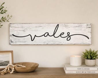 Personalized Last Name Sign|Farmhouse Last Name Sign|White/Black Last Name Sign|Personalized Family Sign|Above Door Sign|Rustic Name Sign