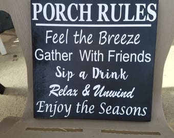 Porch Rules Sign|Relax Sign|Deck Sign|Outdoor Decor|Patio Sign|Porch Decor|Deck Decor|Patio Decor|Fall Decor|Feel the Breeze|Gather Sign