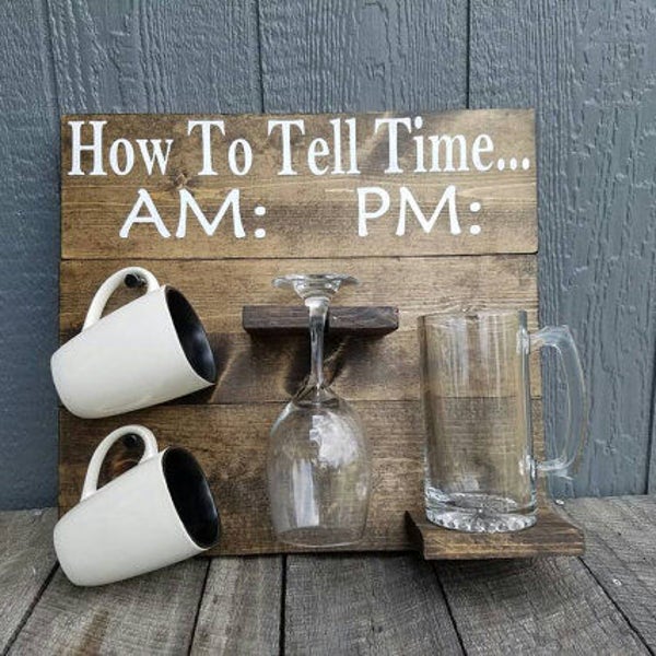 How To Tell Time Wine Rack|How To Tell Time Wine/Beer Rack|Wine Coffee Mug Rack|Wine Clocl|Wine Beer Clock|How To Tell Time|Man Cave Decor