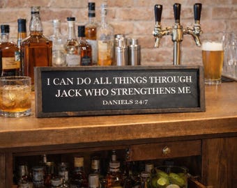 Funny Alcohol Sign|Jack Daniels Sign|Whiskey Sign|Funny Bar Decor|Man Cave Decor|Man Bar Decor|All Things Through Jack|Funny Fathers Day