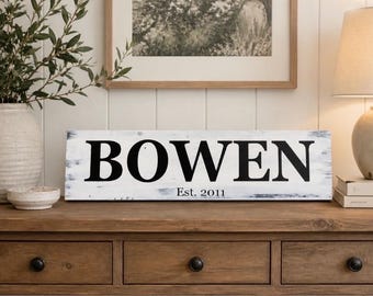 Last Name Sign|Farmhouse Last Name Sign|Rustic Last Name|Black White Last Name Sign|Last Name Est Sign|Last Name Wedding Gift|Last Name|Name