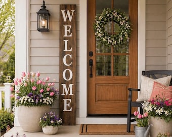 Welcome Sign|Tall Welcome Sign|Front Porch Welcome Sign|Welcome Sign|Large Welcome Sign|Rustic Porch Decor|Double Sided Welcome Sign|Welcome