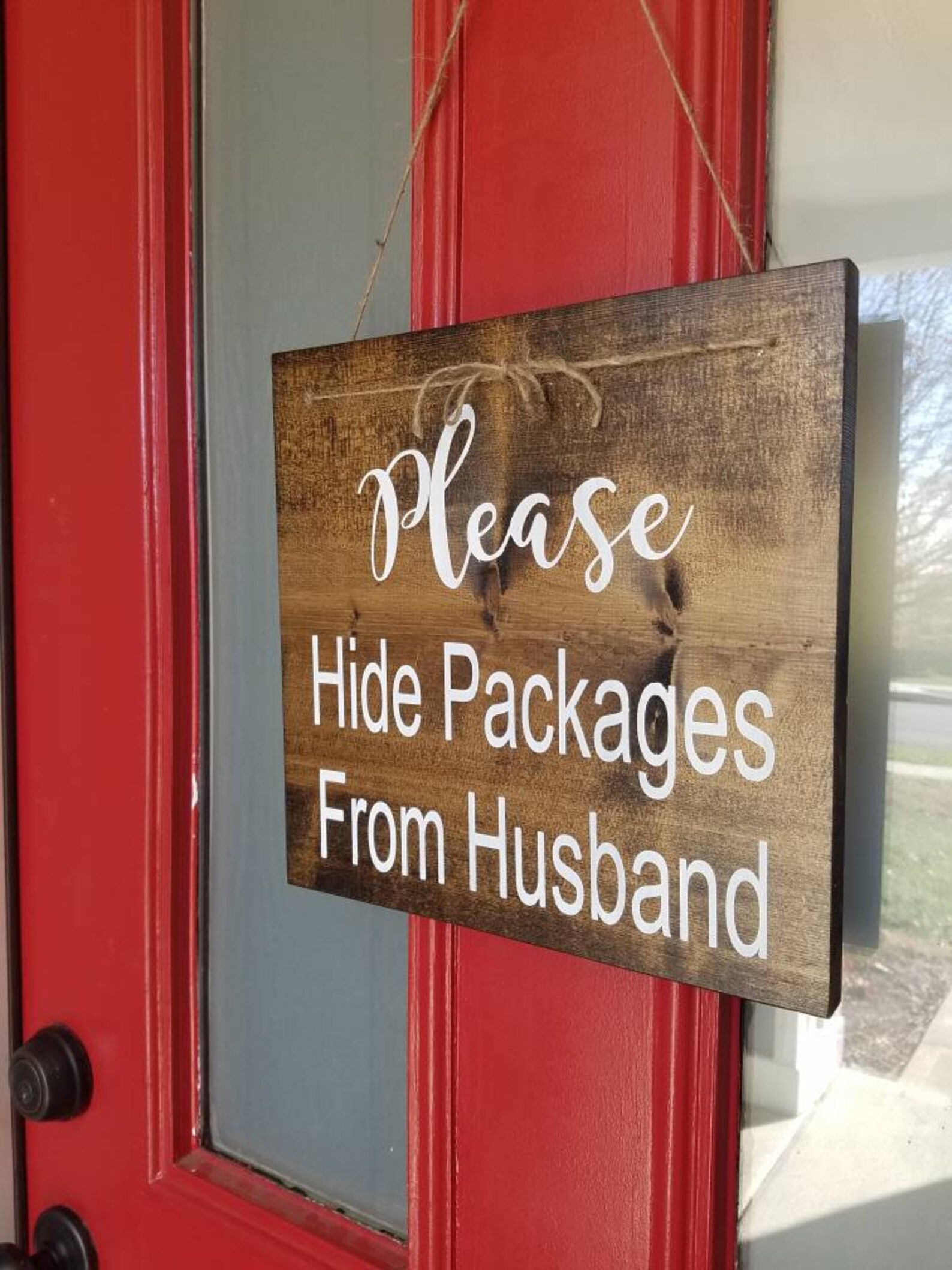 Please Hide Packages From Husband Signfunny Front Porch Etsy