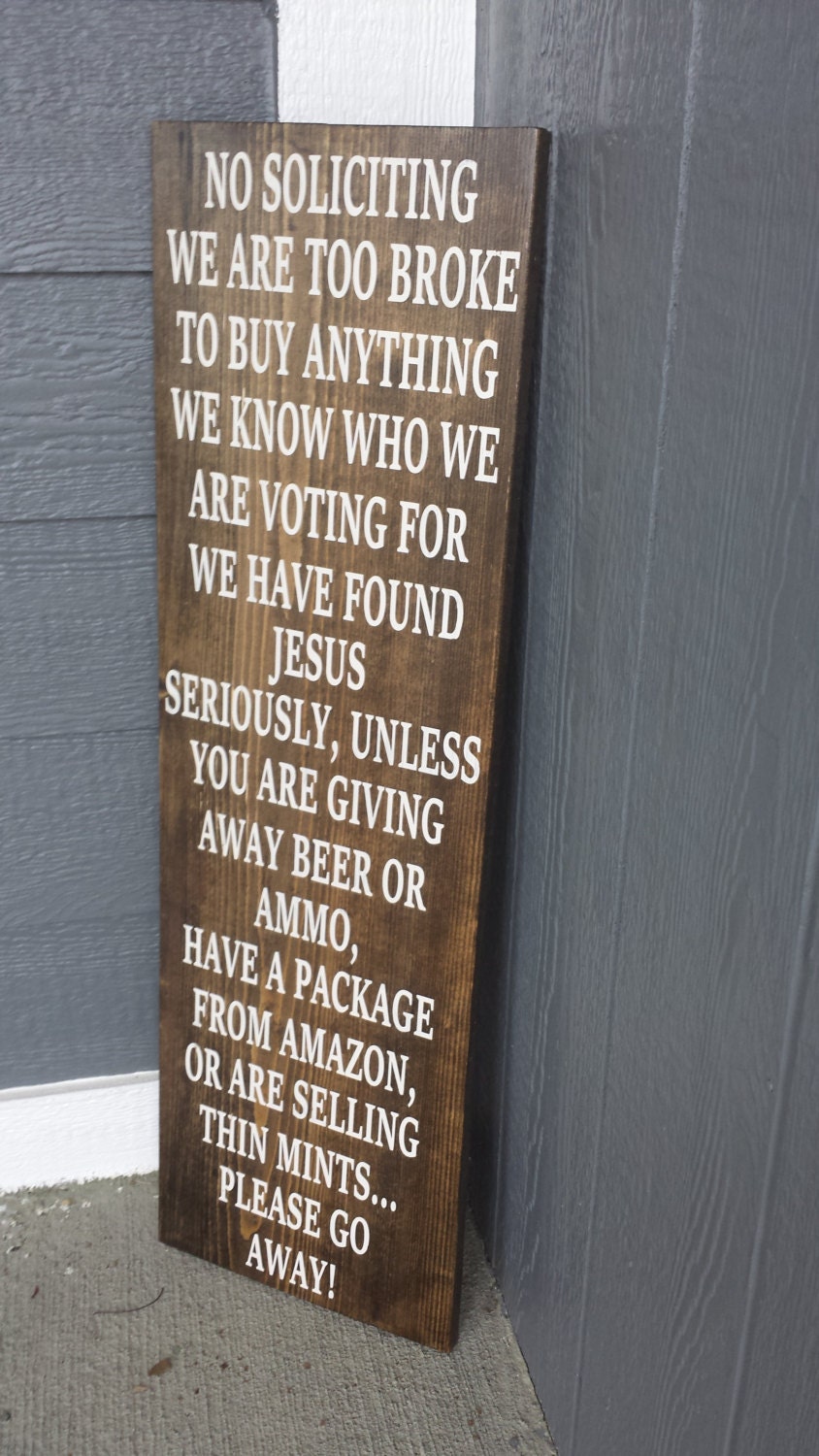 10" Wooden No Soliciting Sign With Hanging String - Polite Front Door Sign For Home