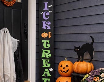 Trick Or Treat Sign|Tall Trick Or Treat Sign|Halloween Porch Decor|Outdoor Halloween Decor|Trick Or Treat Decor|Happy Halloween Sign|Fall