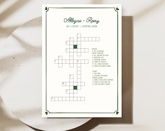 Aangepaste bruiloft kruiswoordpuzzelspel: nippen en oplossen (digitale download)
