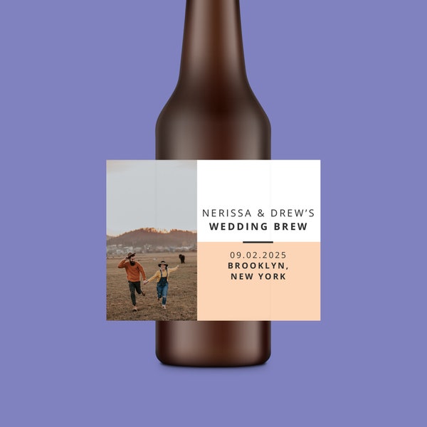 Bottle Label - Custom Beer Bottle Label - Canva MS Word Bottle Label Template - Home Made Personal Special Engagement Gift - Nerissa + Drew