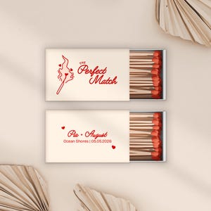 Custom Wedding Matchbox Favor | Unique Keepsake | Personalised Match Box Art | The Perfect Match Matchbox Canva Template Wedding Guest Gift