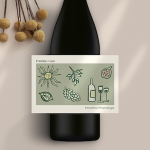 Custom Wedding Wine Label Design: Minimalist Favor (Digital File)
