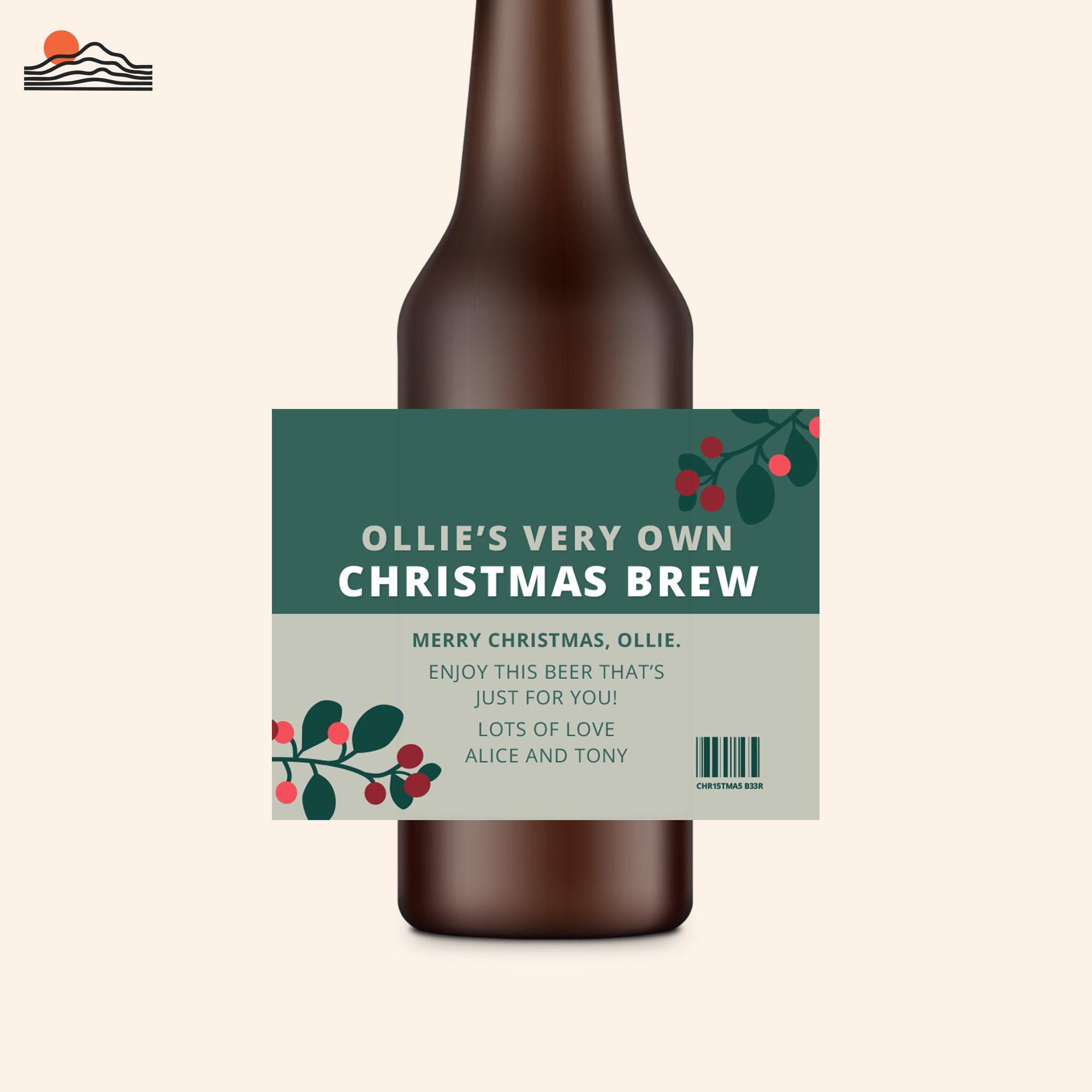 Christmas Ollie Editable Beer Label Template Custom Beer Label Budget ...