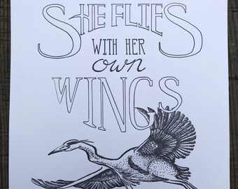 She Flies With Her Own Wings - Oregon State Motto Letterpress Poster - Alis Volat Propriis