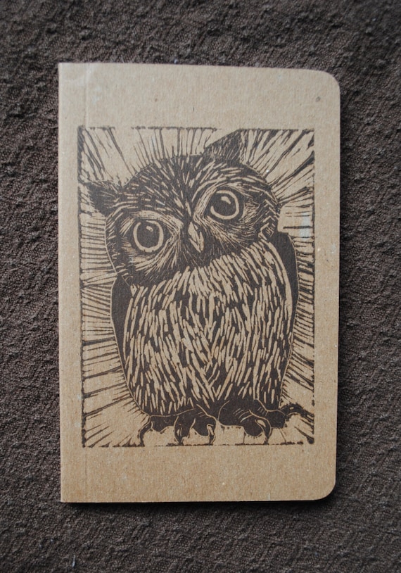 Hand-printed Linocut Animal Journal - Small Kraft Paper Journal - Blank or Lined