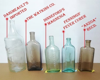 Choice of Antique Glass Bottles - Vintage American Apothecary - Made in USA