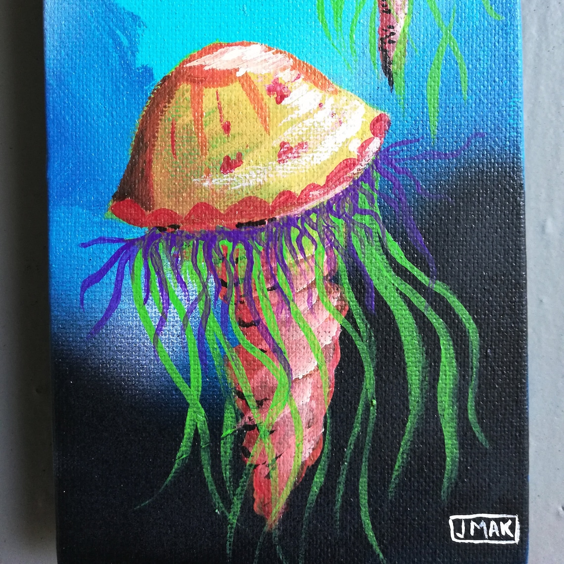 Acrylic Jellyfish Painting Original Canvas Art Wall Decor Etsy