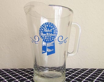 Vintage Pabst Blue Ribbon Beer Pitcher – PBR Memorabilia, Bar Decor