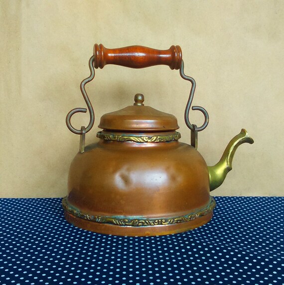 Vintage Copper Teapot Eclectic Home Decor Outdoor Garden Etsy