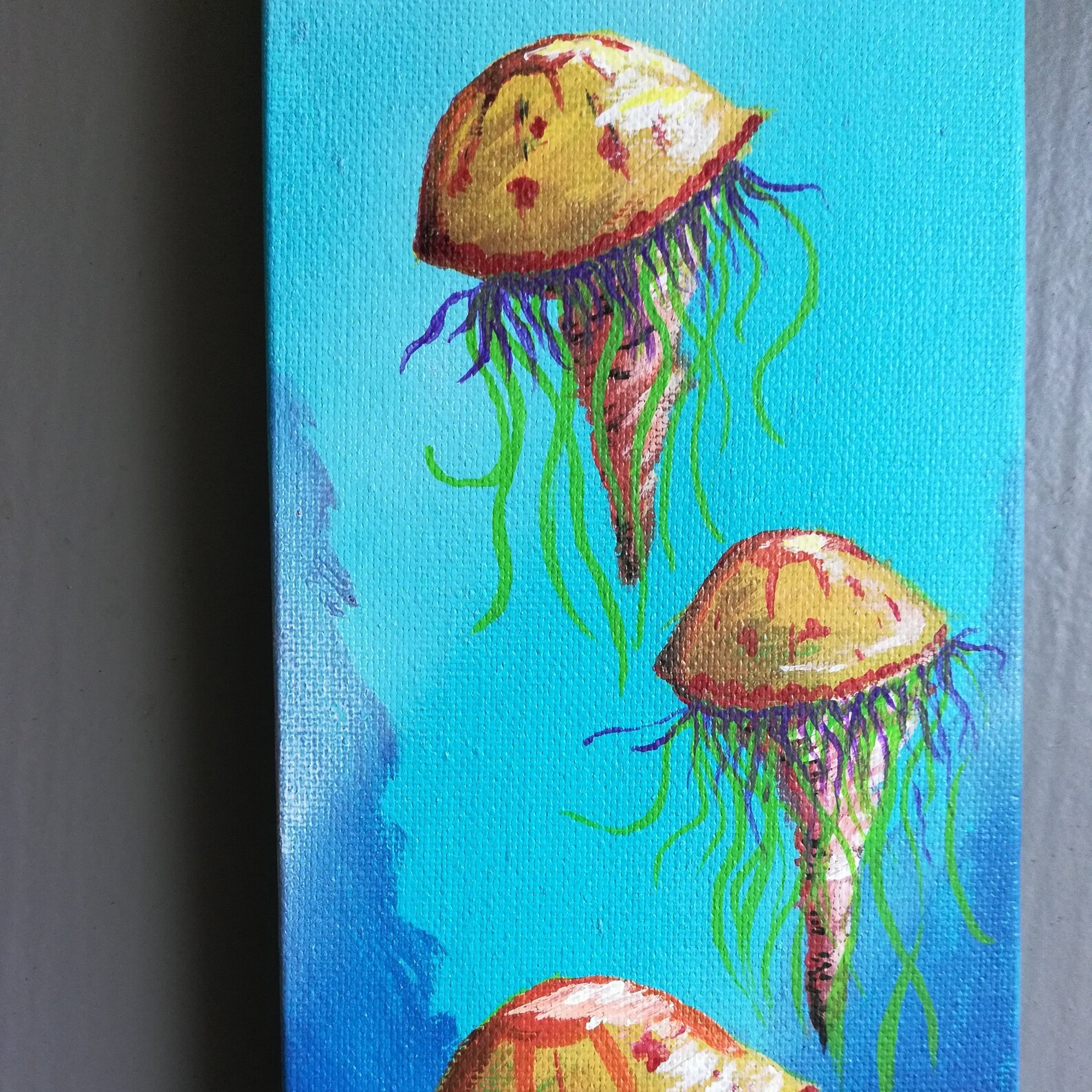 Acrylic Jellyfish Painting Original Canvas Art Wall Decor Etsy