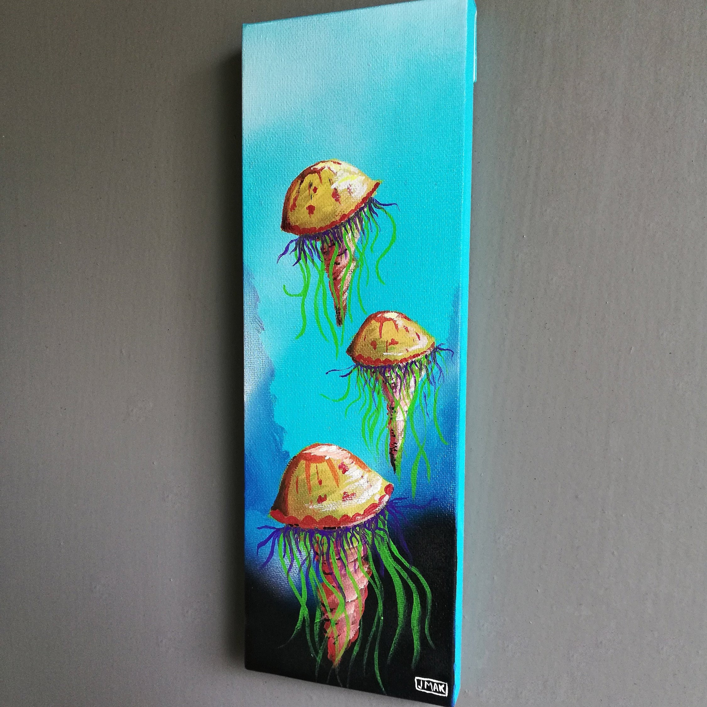 Acrylic Jellyfish Painting Original Canvas Art Wall Decor Etsy