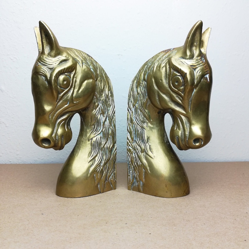 Vintage Donkey Bookends Genuine Solid Brass Stylish Bookshelf Storage