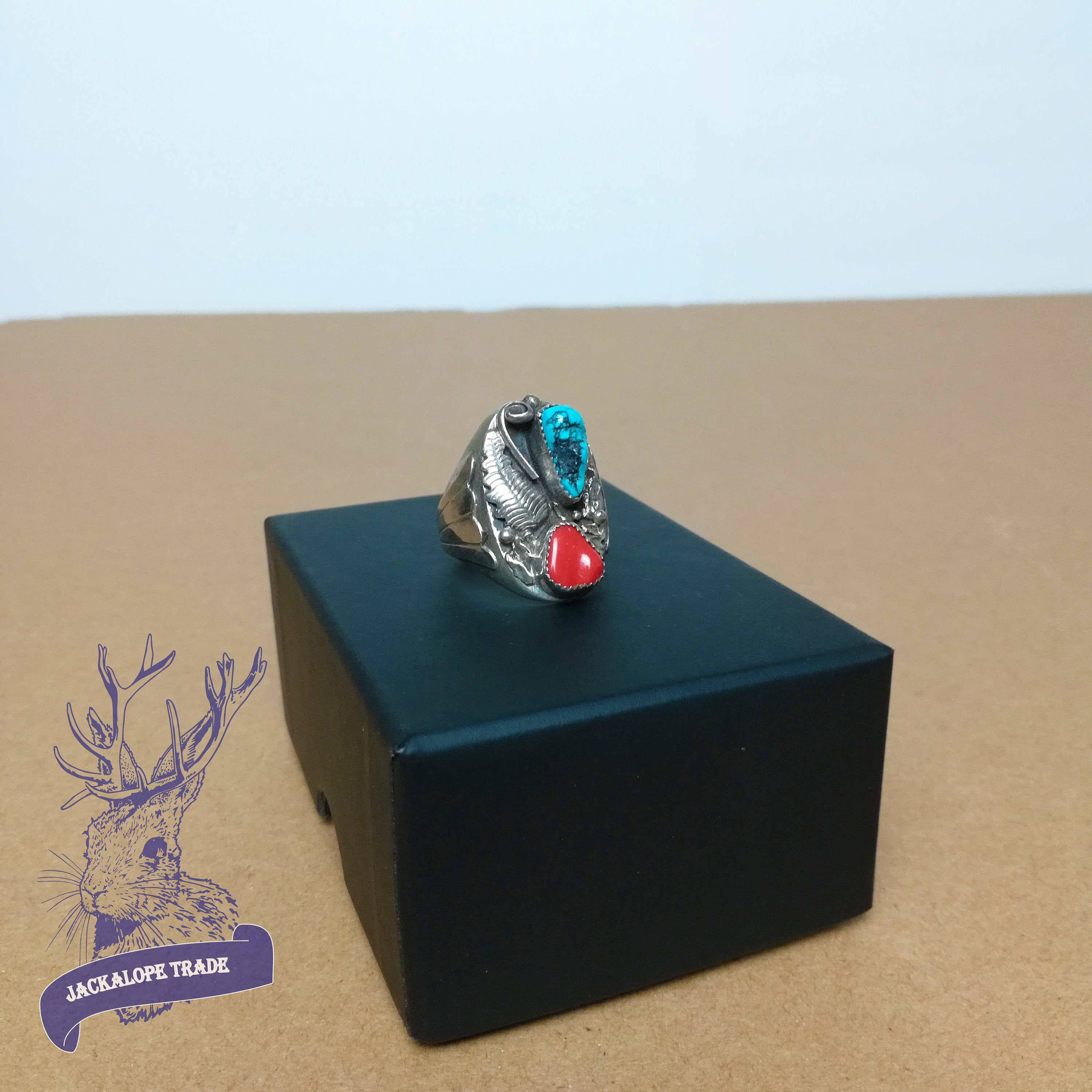 Vintage Mens Turquoise Ring Silver Native American Band Etsy