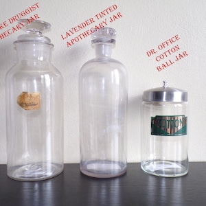 Old Apothecary Jars - Antique Medicine Bottles - Clear Glass Container - Vintage Home Decor - Housewarming Present - Unique Birthday Gift image 1