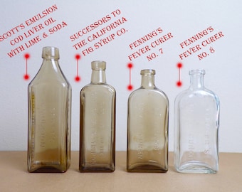 Choice of Antique Amber Medicine Bottles - Vintage American Apothecary - Made in USA