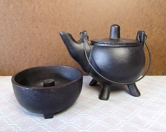 Cast Iron Incense Burner: Handmade Smoke Kettle, Wiccan Home Decor