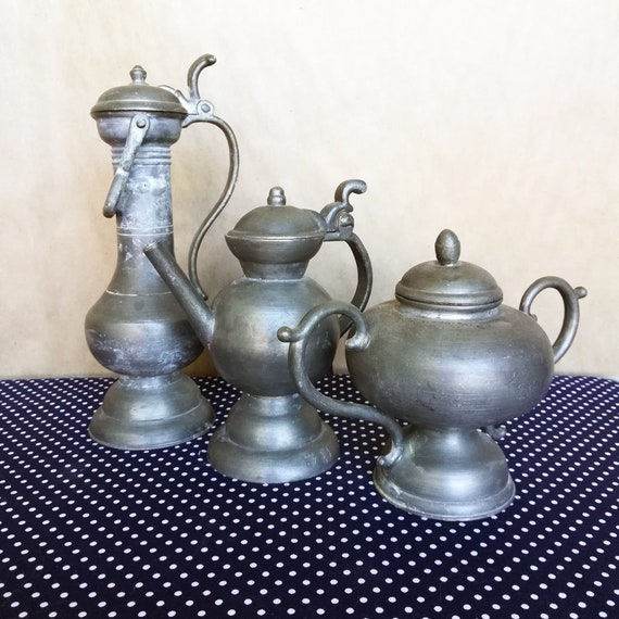 Pewter Serving Set Vintage Collectibles Kitchen and Dining Etsy