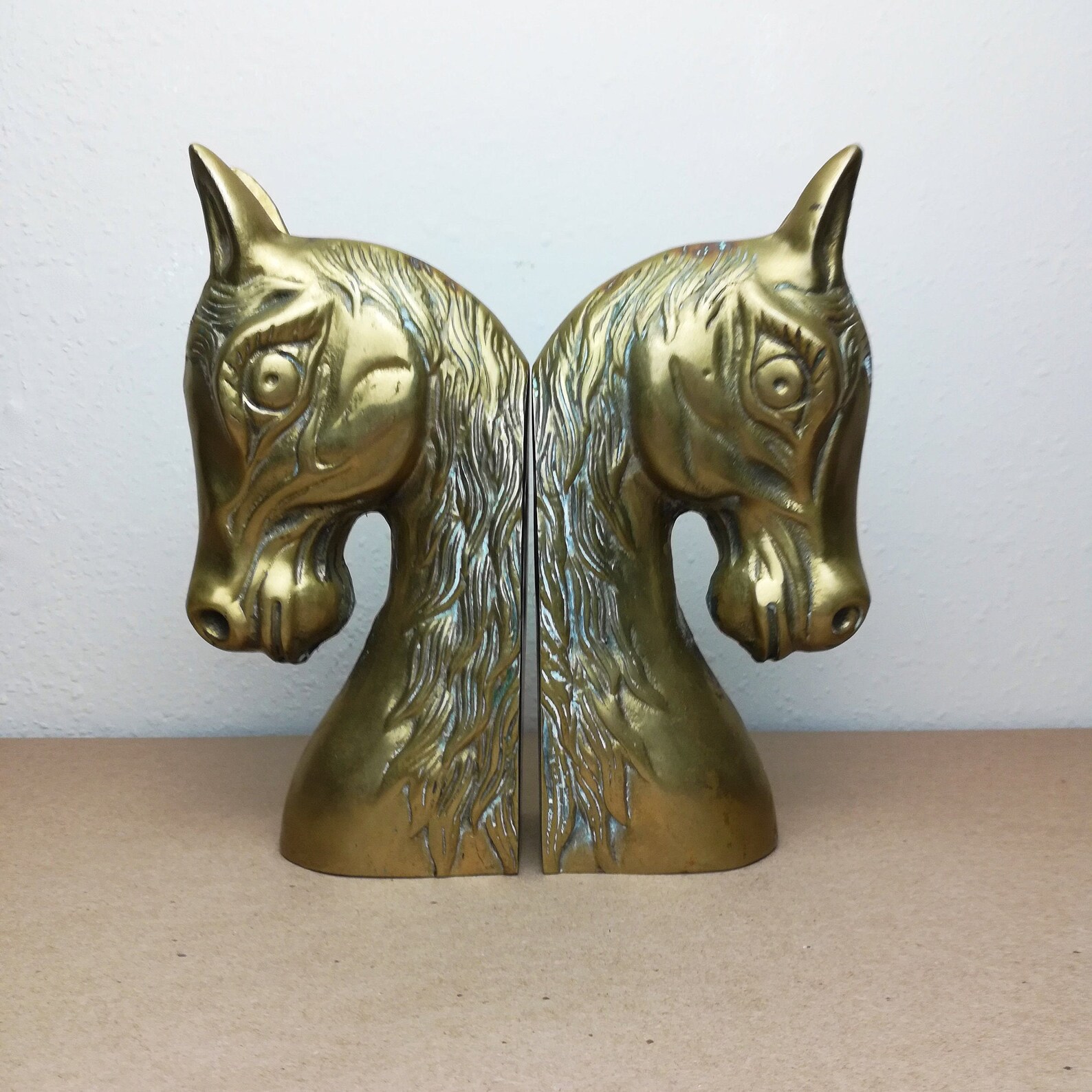 Vintage Donkey Bookends Genuine Solid Brass Stylish Bookshelf Storage