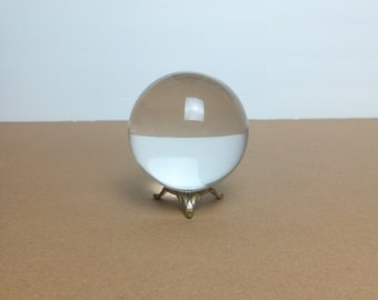 Vintage Crystal Ball with Brass Stand: Wiccan Altar Decor