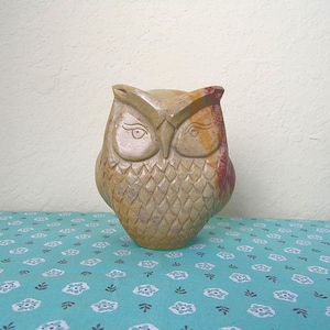 Heavy Soapstone Owl - Carved Animal Figure - Vintage Home Decor - Housewarming Gift - Unique Birthday Gift - Eco Friendly