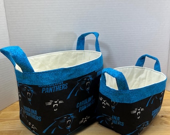 Basket ~ Organizer made with Carolina Panthers Fabric