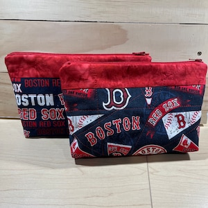 Cosmetic | Make-Up | Travel | Accessory | All-Purpose Bag | Case | Pouch made with Boston Red Sox Fabric