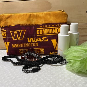 Cosmetic | Make-Up | Travel | Accessory | All-Purpose Bag | Case | Pouch Made with Washington Commanders Fabric