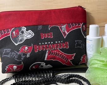 Estuche para cosméticos / Bolsa de maquillaje / Bolsa para accesorios hecha con tela de los Tampa Bay Buccaneers