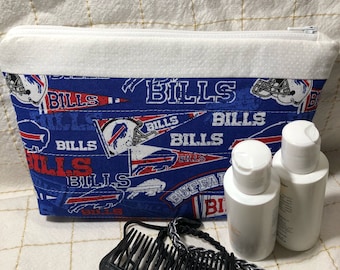 Bolsa/estuche/bolsa para cosméticos, maquillaje, viajes, accesorios y multiusos, confeccionada con tela Buffalo Bills.