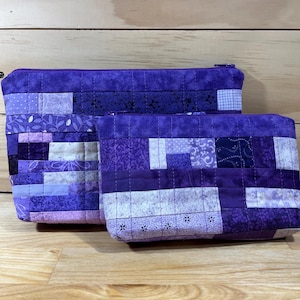 Purple Patchwork Cosmetic | Make-Up | Travel | Accessory | All-Purpose Bag | Case | Pouch