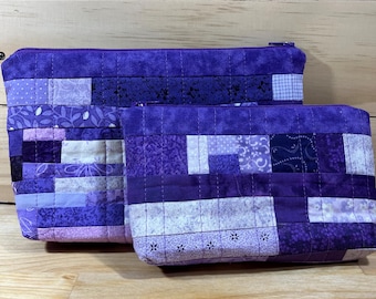 Purple Patchwork Cosmetic | Make-Up | Travel | Accessory | All-Purpose Bag | Case | Pouch