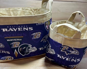 Basket ~ Organizer made with Baltimore Ravens Fabric