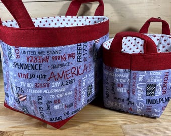 Basket ~ Organizer made with patriotic Fabric