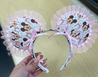 Minnie and Mickey Balloon ears, Minnie Ears, Bow Ears, Pink Bow Minnie Ears.